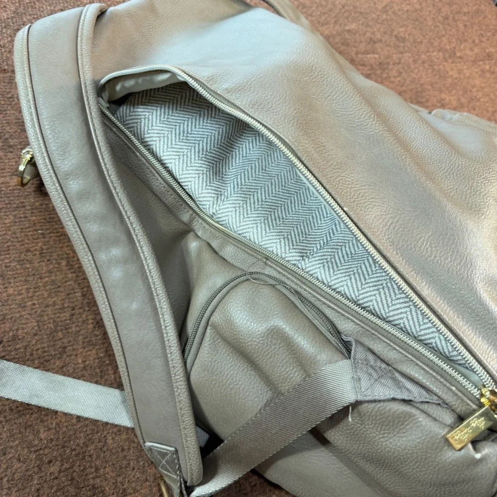 Itzy Ritzy Diaper Bag Backpack Taupe Cream Herringbone with Changing Pad